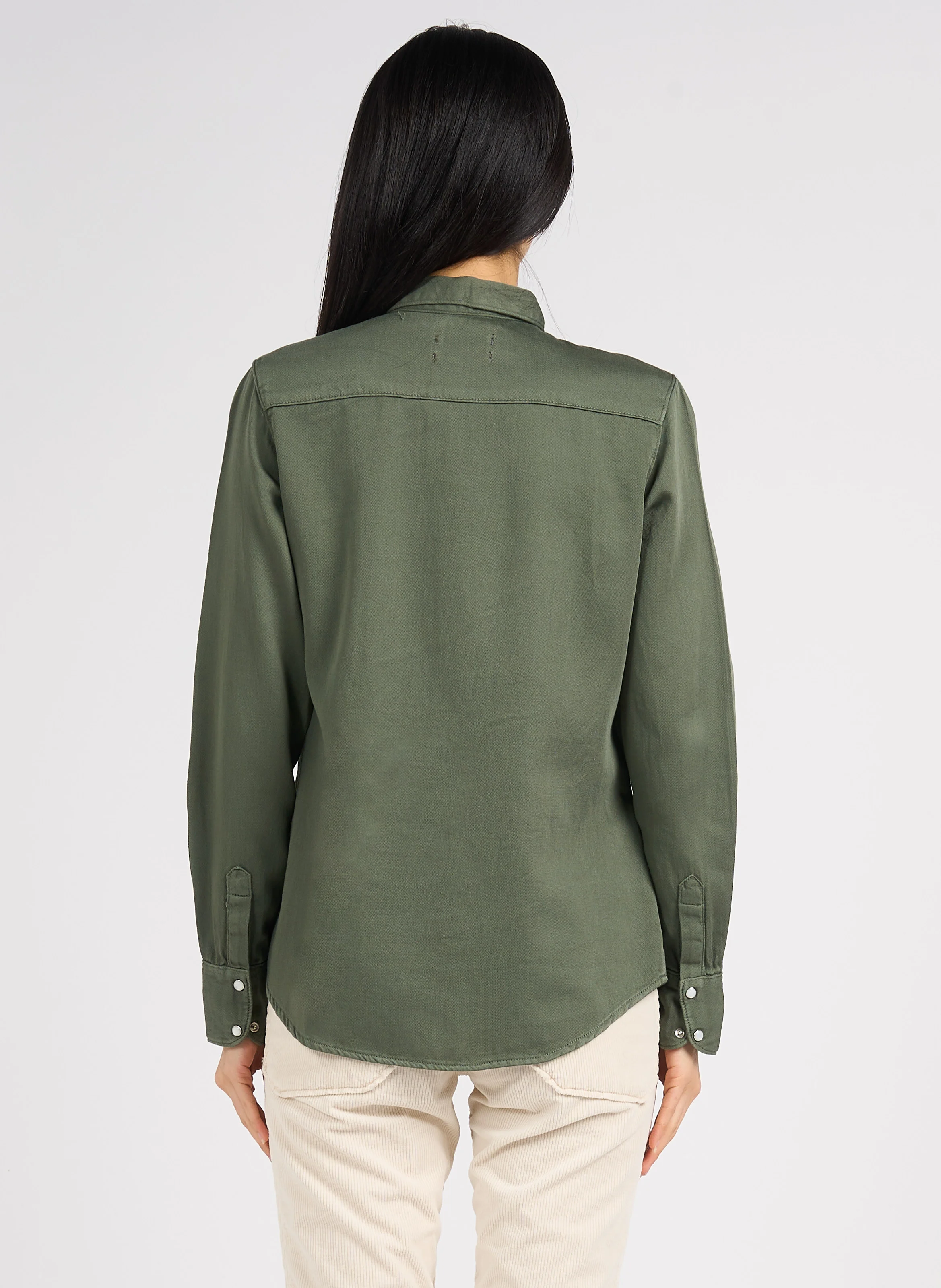 Chemise droite col classique en coton | Vert
