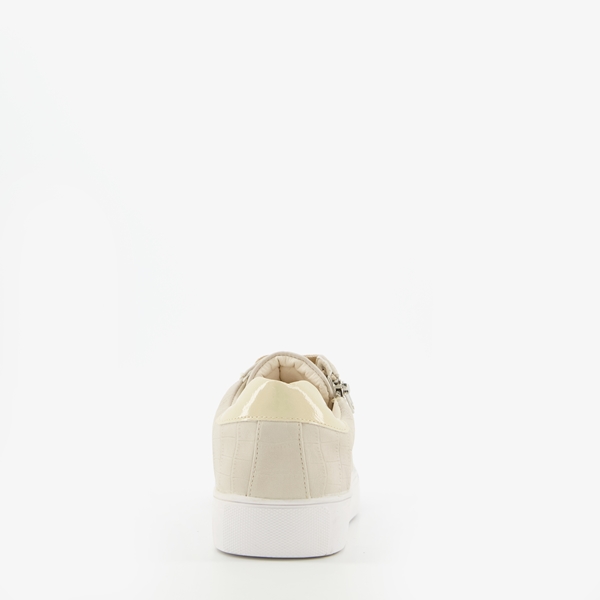 Blue Box beige dames sneakers met croco reliëf