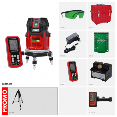 FUTECH Procross 8.0 DS Kruislijnlaser Groen in Koffer PROMO! met Quatro MM   Statief - 044.80G.4M-P
