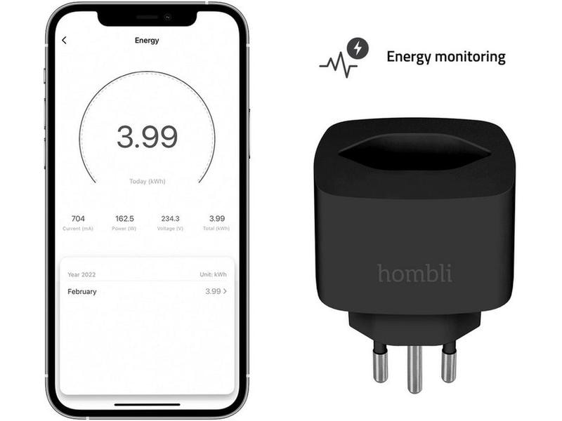 hombli Smart Socket CH, Schwarz, 3er-Set Bedienung über Ihr Smartphone