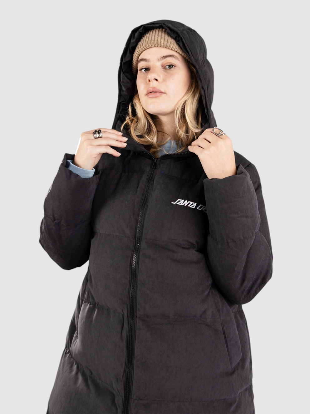 Santa Cruz Strip Long Quilted Jacket black
