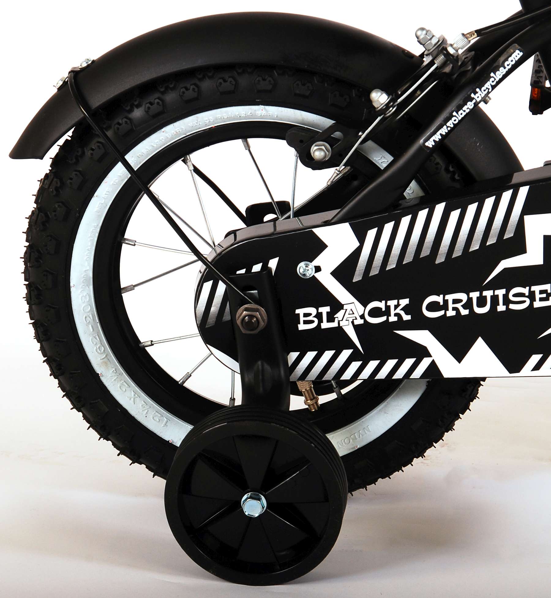 TPFSports Black Cruiser Kinderfahrrad - Jungen - 12 Zoll - Rücktritt + Handbremse - Schwarz
