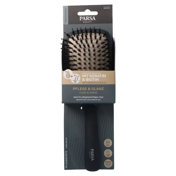 Parsa - KERATIN CARE & SHINE PADDLE BRUSH Large Black - Hårbørste