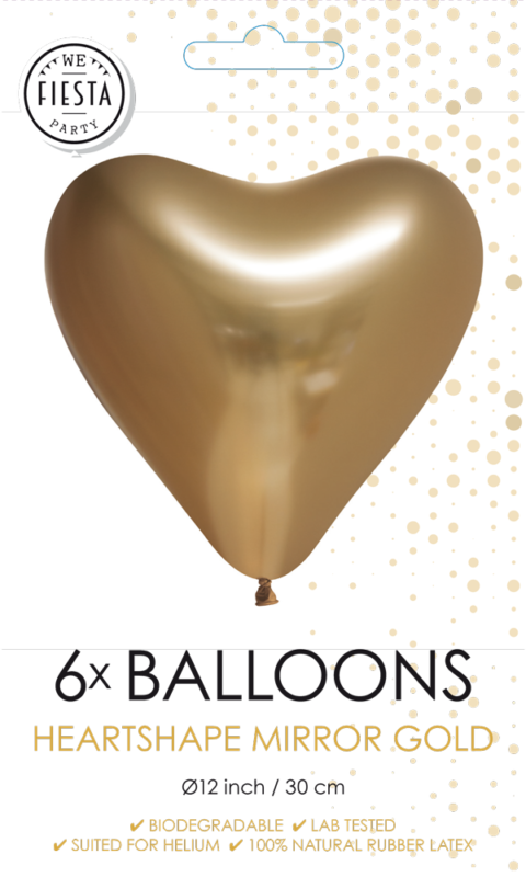 Hartjes Ballonnen Goud 30cm 6st