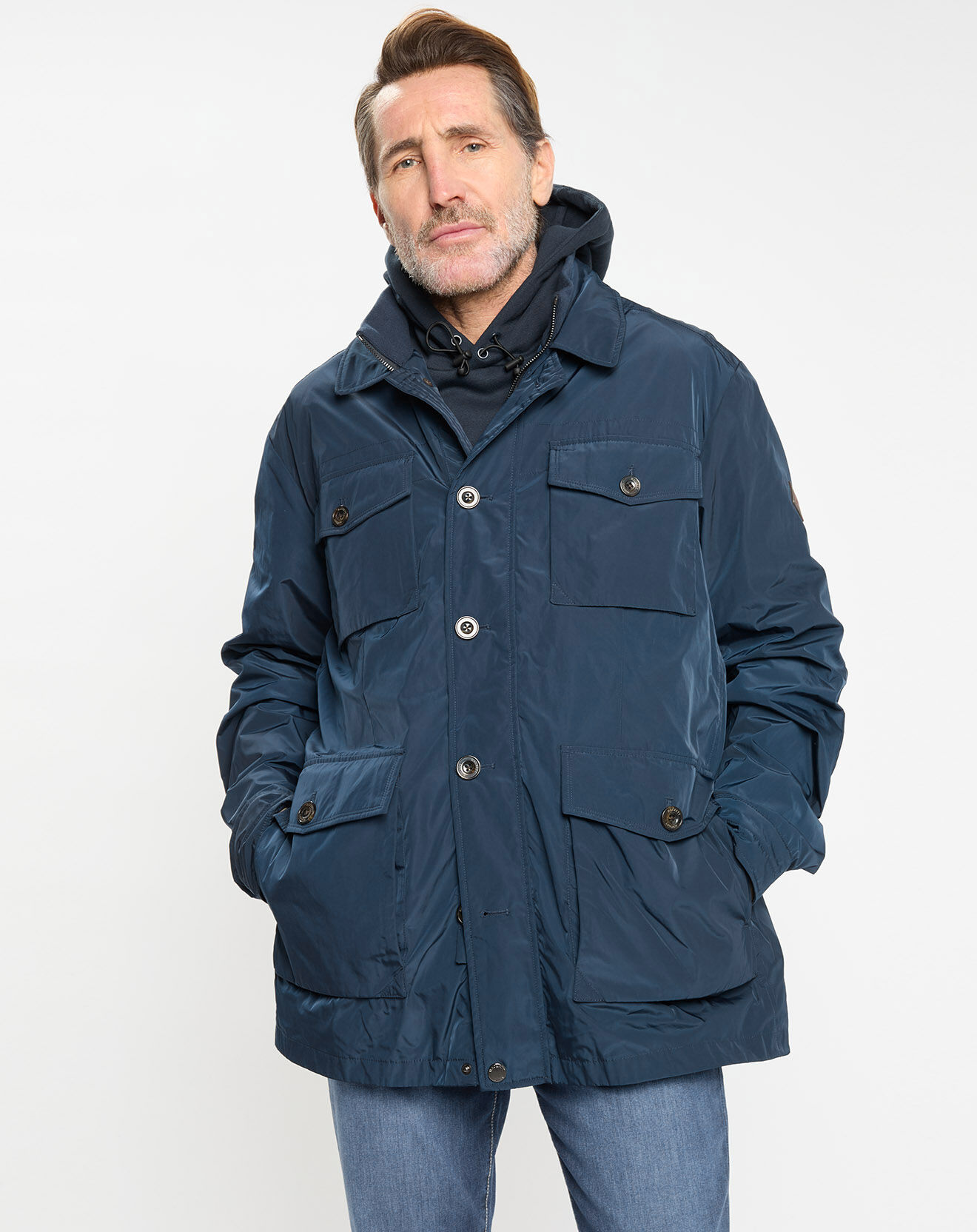 Hackett London Parka imperméable 4 poches bleu