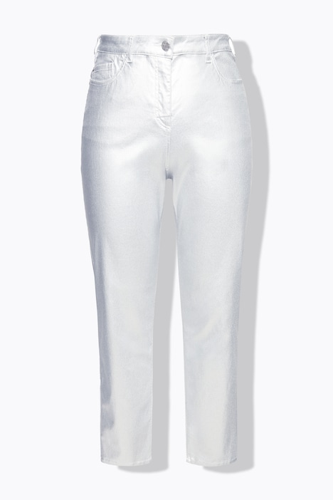 Mom-Jeans, Silber-Coating, Komfortbund, 5-Pocket-Hose