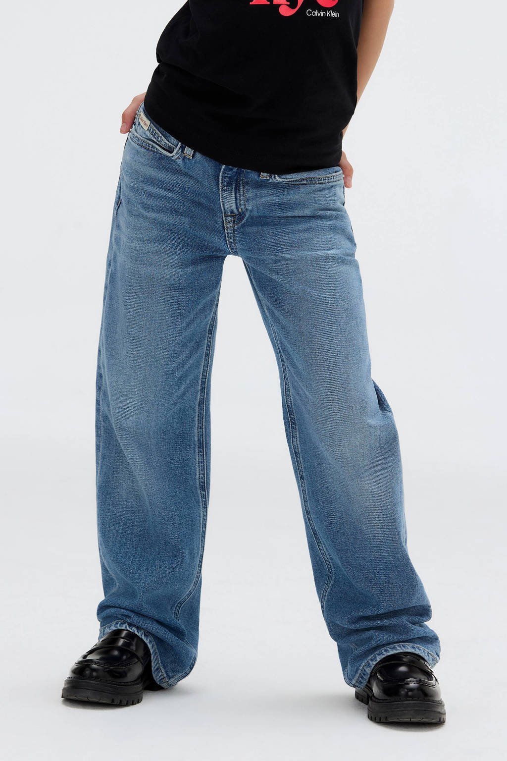 Calvin Klein high waist wide leg jeans medium blue denim