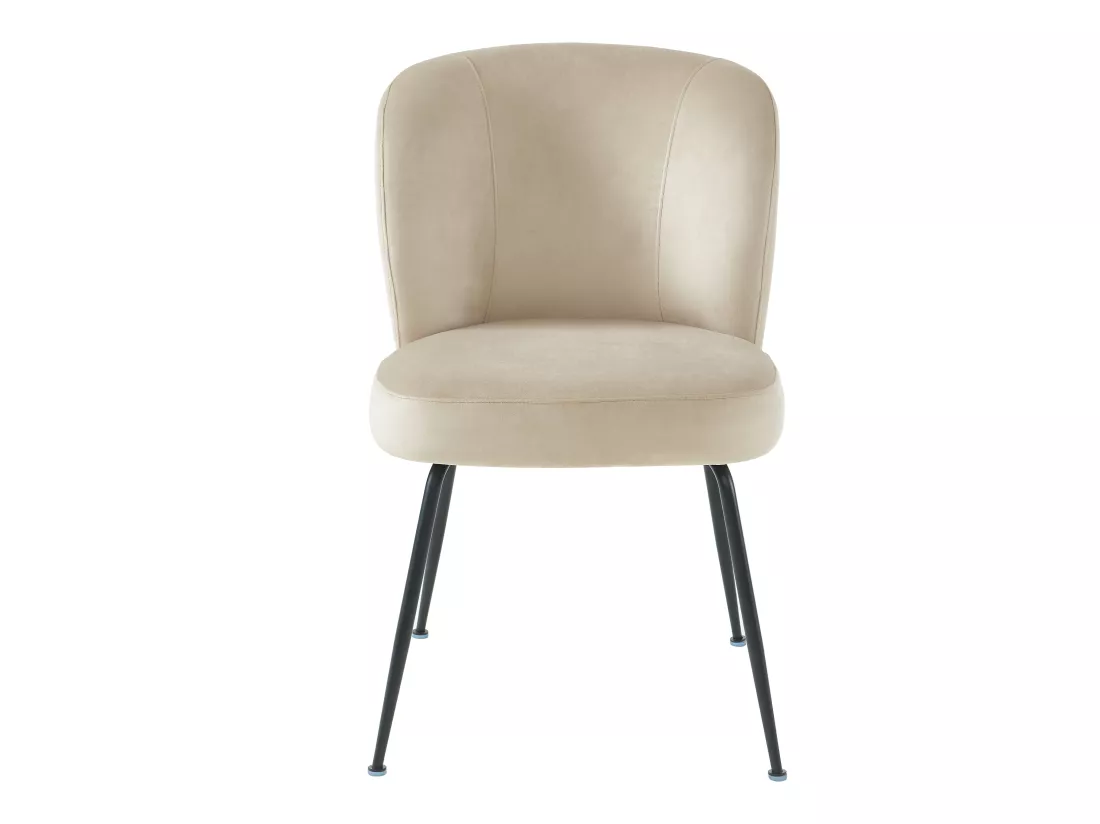 Lot de 6 chaises en velours et métal - Beige - POLPONA
