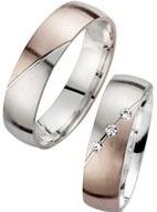 Trouwringen rood en wit goud met Diamanten breedte 5,5 mm