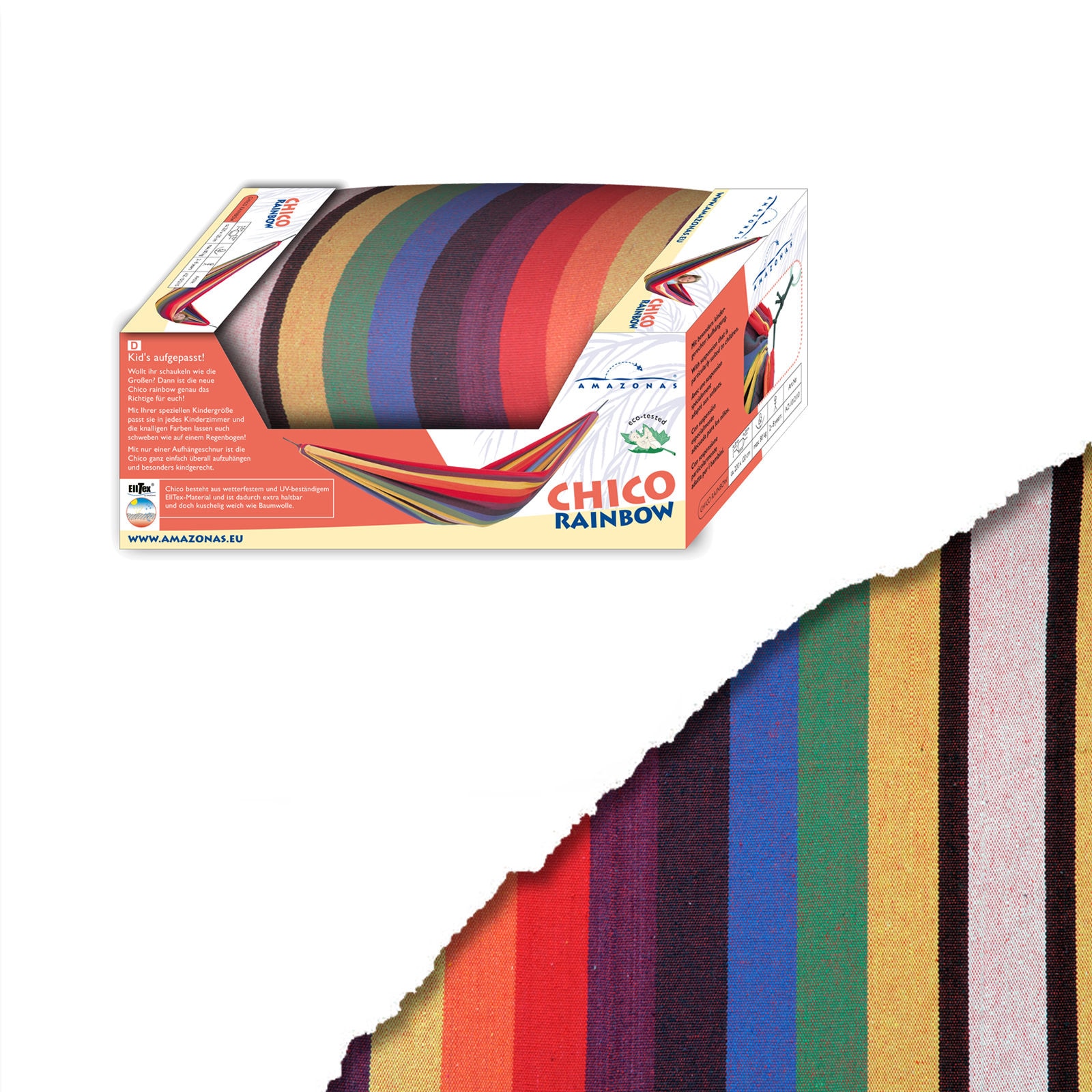 AMAZONAS Chico Rainbow Kinder Reise Tuch Hängematte Wetterfest Garten Camping