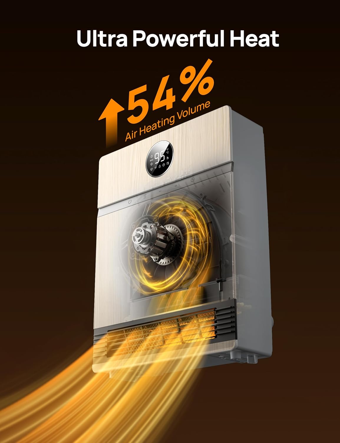 Dreo Chauffage mural intelligent - Fougère de sortie à 30° - 1500 W - Thermostat réglable - Télécommande - Minuterie - Chauffage Easy-Mount pour une utilisation en intérieur - Fonctionne avec Alexa