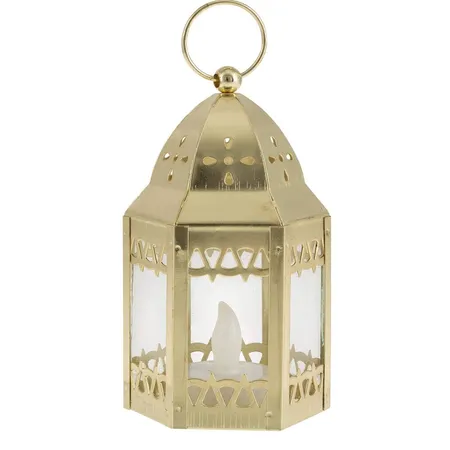 Idena LED Weihnachtslaterne gold, Metall, 12x7x6cm, inklusive 1x CR2032 Batterie