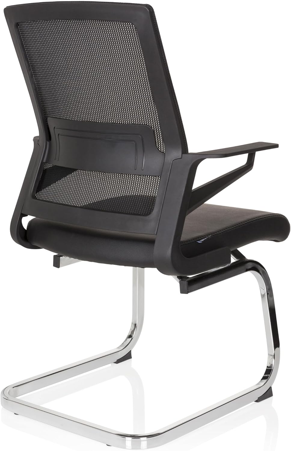 hjh OFFICE 732105 Besucherstuhl Inventor V PRO Kunstleder/Netz Schwarz Stuhl Freischwinger mit Lordosenstütze