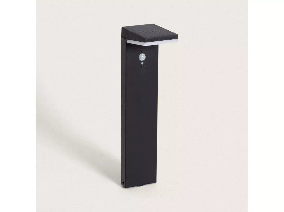 Balise Extérieure LED Solaire sur Pied 50cm Aluminium avec Détecteur de Mouvement Edwan Noir