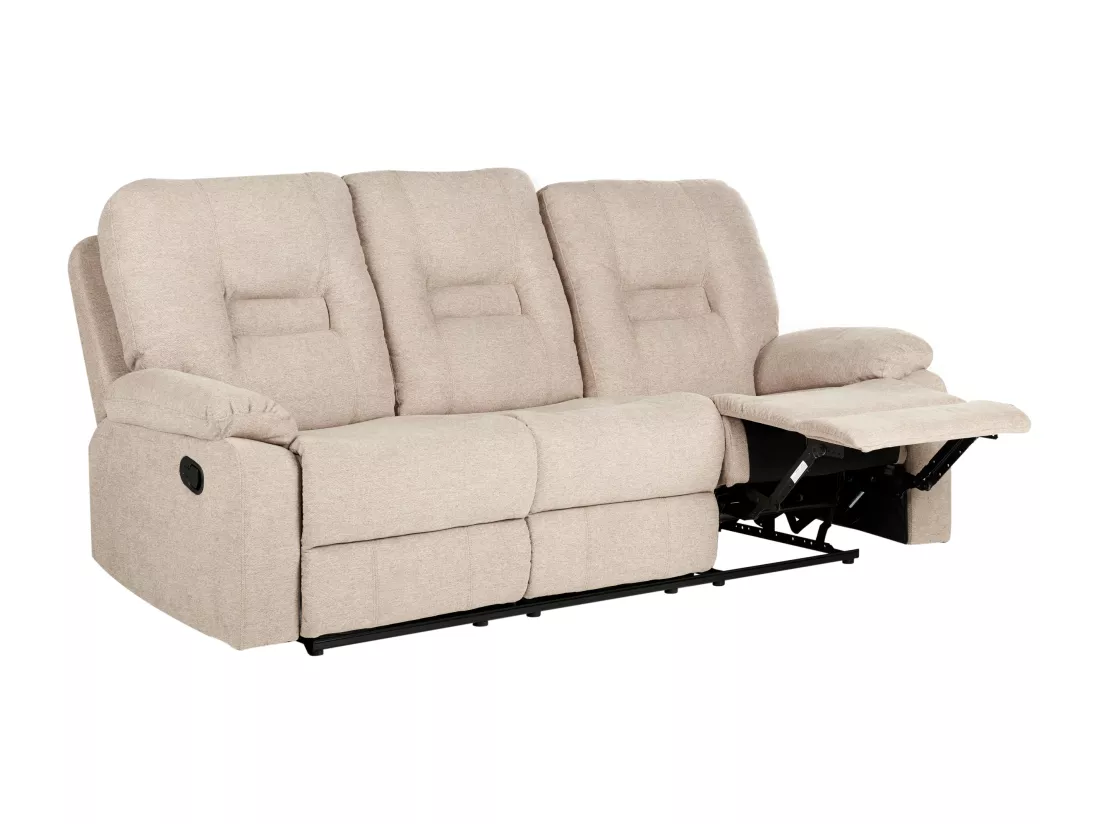 Canapé inclinable manuellement 3 places en tissu beige BERGEN