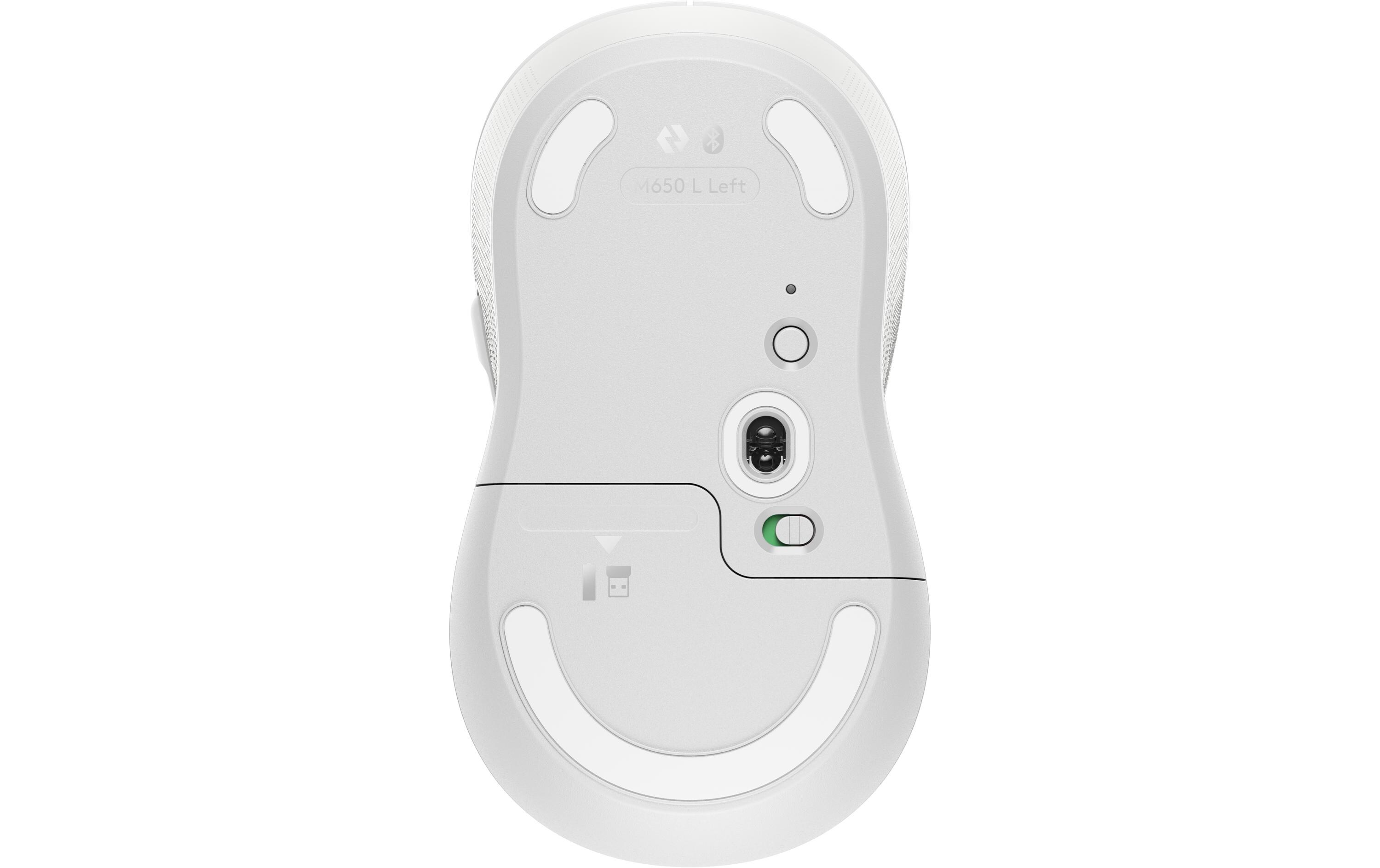 Maus Signature M650 L left WeissPräzise Wireless-Maus mit «Logitech SilentTouch»-Technologie