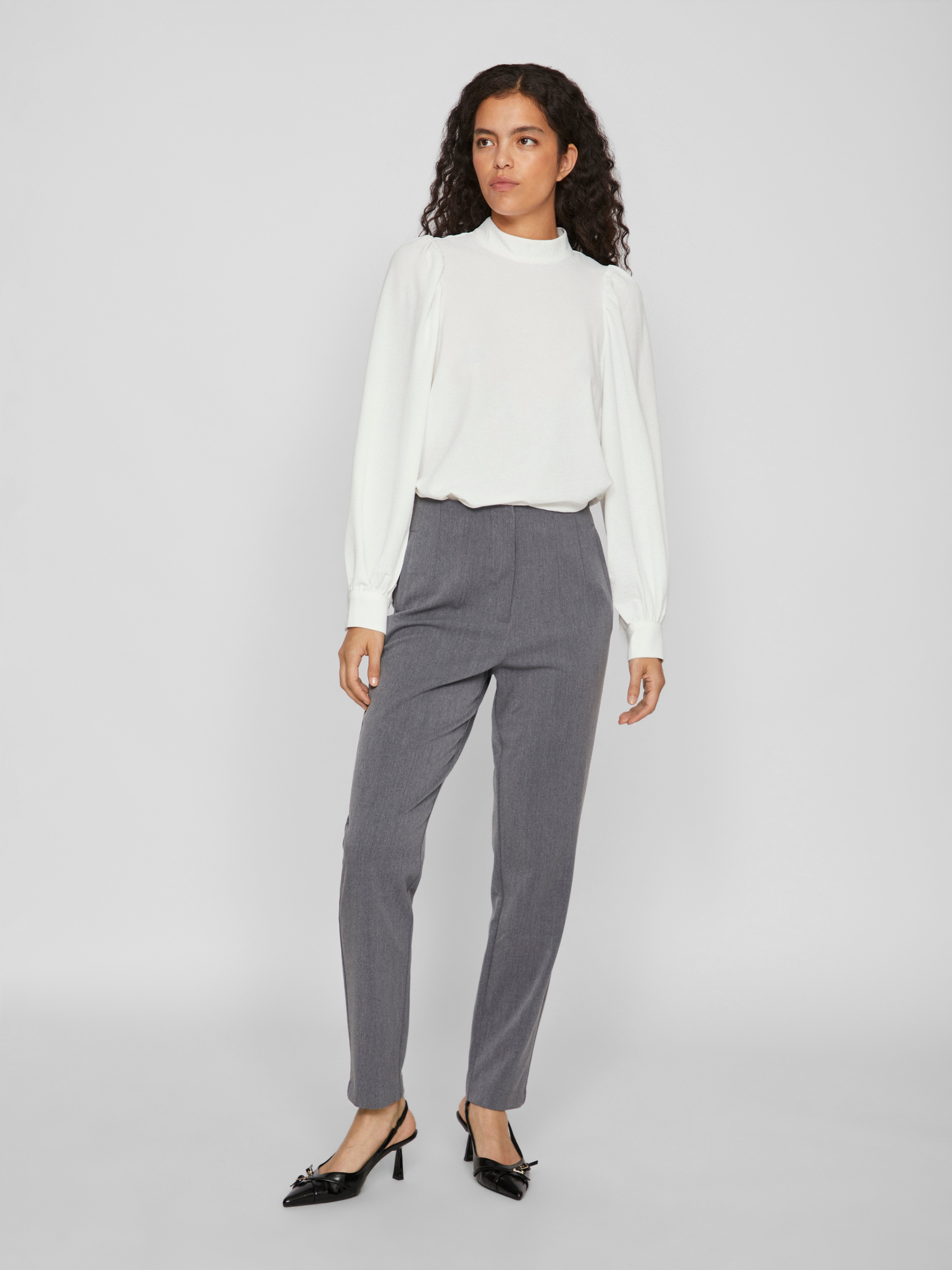 Vila  Vivarone HW bukser - Medium Grey Melange