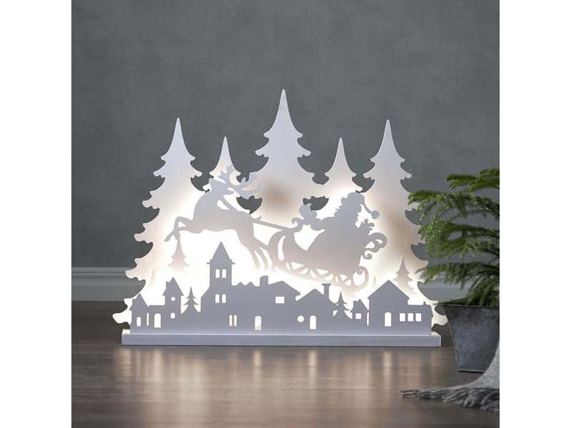 Star Trading Tischdeko Grandy, 80 cm, Holz, Weiss Beleuchtete Weihnachtssilhouette