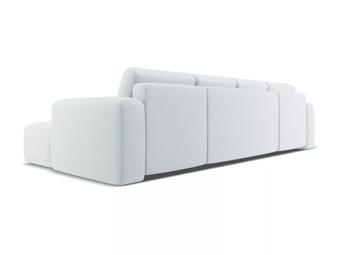 Canapé d'angle panoramique convertible en tissu chenille - bleu clair - KAILA