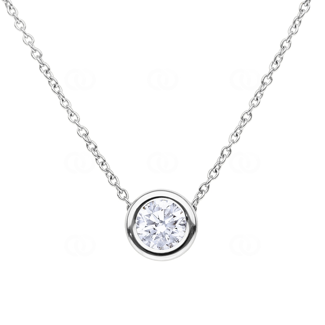 Collier mit Anhänger 750/18 K Weissgold mit GIA-Diamant 0.50 ct H/si in Zargenfassung