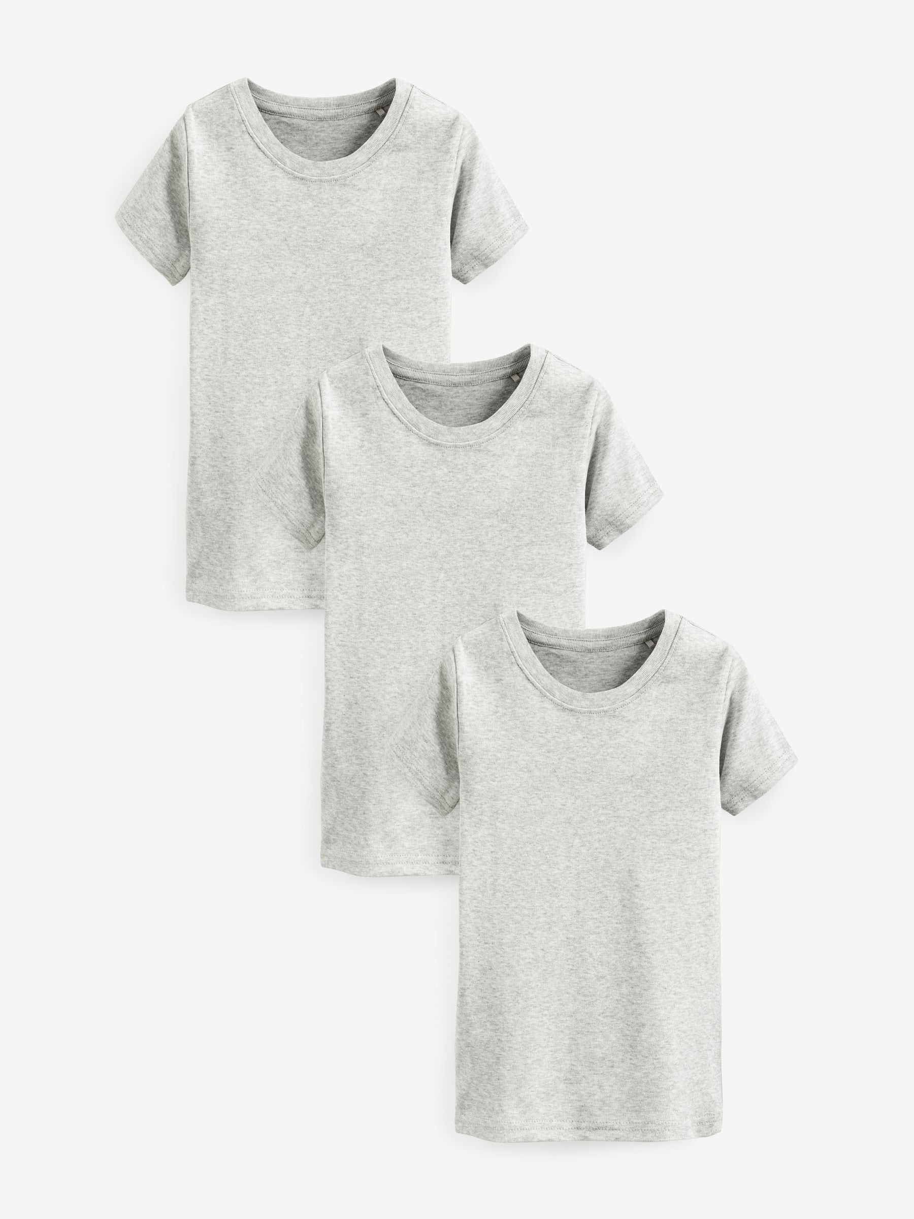 Grijs - Verpakking van 3 100% katoenen shirts met korte mouwen (1,5-16jr)