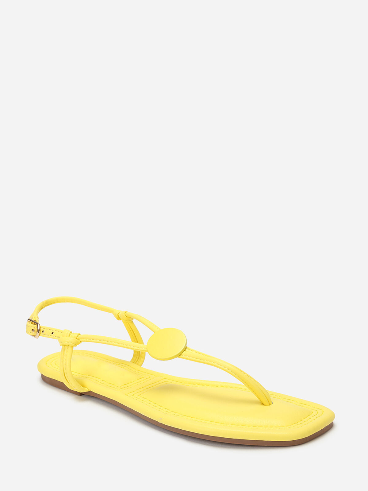 Nu-pieds à empiècement rond- Jaune