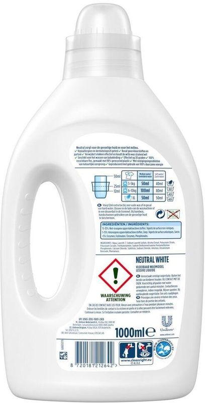 Neutral - 0% Vloeibaar Wasmiddelpakket - Wit + Zwart + Kleur - 3 x 20 Wasbeurten