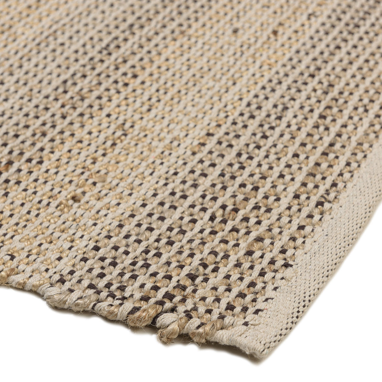 Macabane Tapis en Jute & Coton Quentin sable/ivoire/noir - 230x160 cm