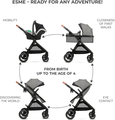 Kinderkraft ESME 2-in-1 Duovogn, Moonlight Grey