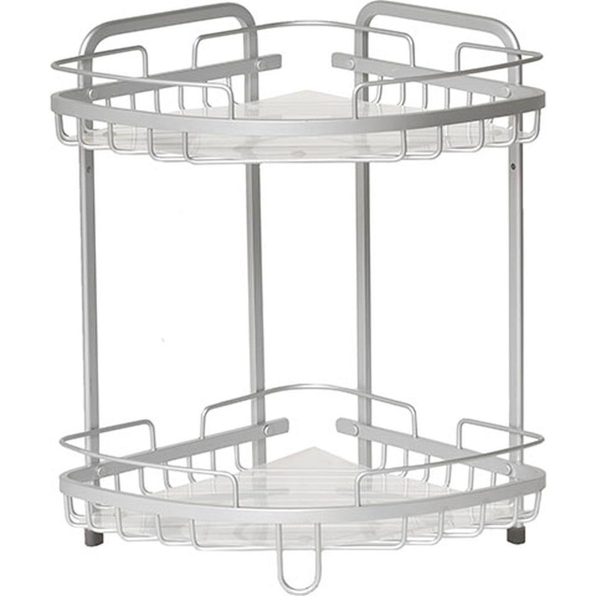 ETAGERE D ANGLE FIL ALUMINIUM 2 NIVEAUX A POSER CHROME