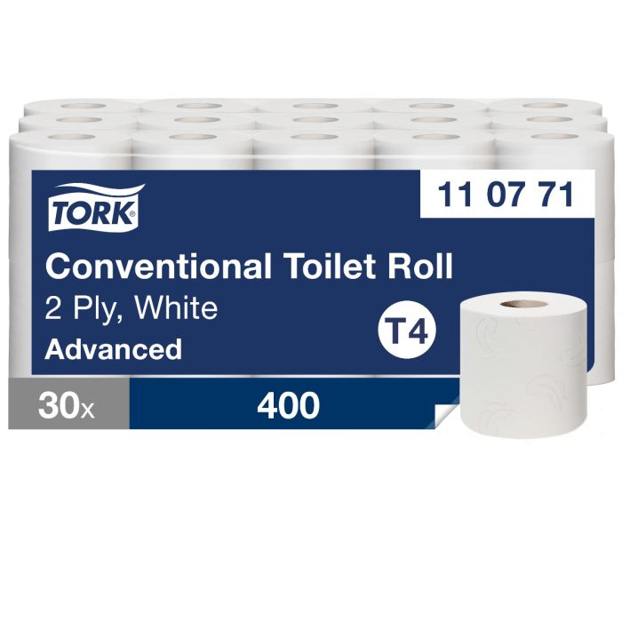 Toiletpapier Tork 110771 T4 30rollen Advanced 2-lgs wit 50mtr x10cm pak à 30 rol/400 vel (110771)