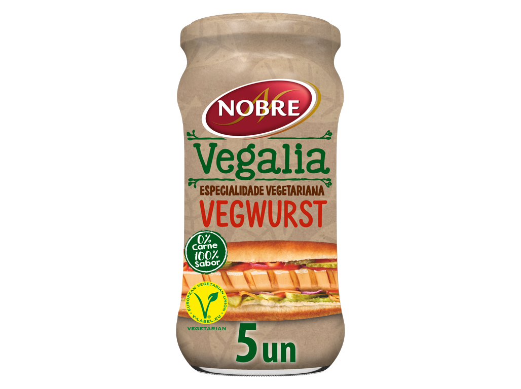 SALSICHAS NOBRE VEGALIA FRASCO VEGWURST 410(250)G