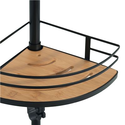 Étagère de douche télescopique inox et bambou
