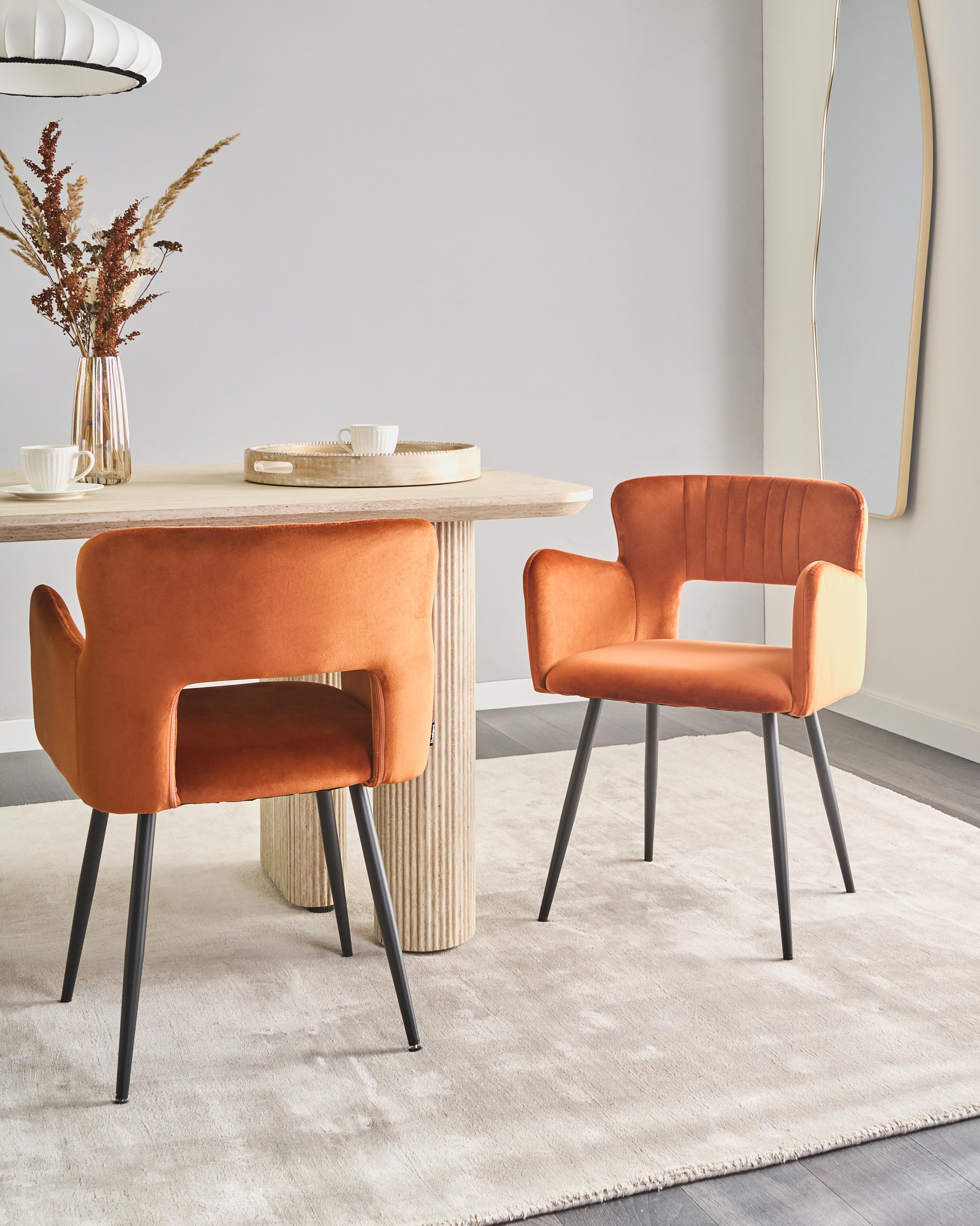 Set van 2 eetkamerstoelen SANILAC Fluweel Oranje
