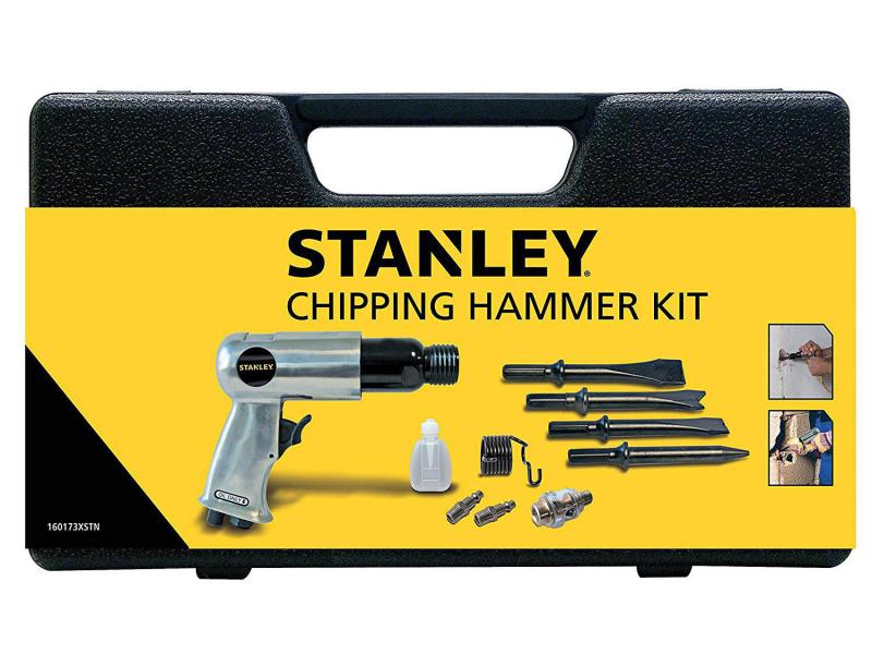 Stanley Druckluft-Meisselhammer Set mit 4 Einsätzen Ideal geeignet zum Meisseln in unsterschiedliche Materialien