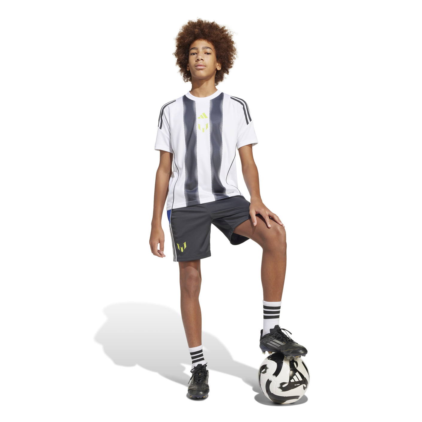 Adidas Messi Trainingsshirt Kids Wit Donkergrijs Neongeel