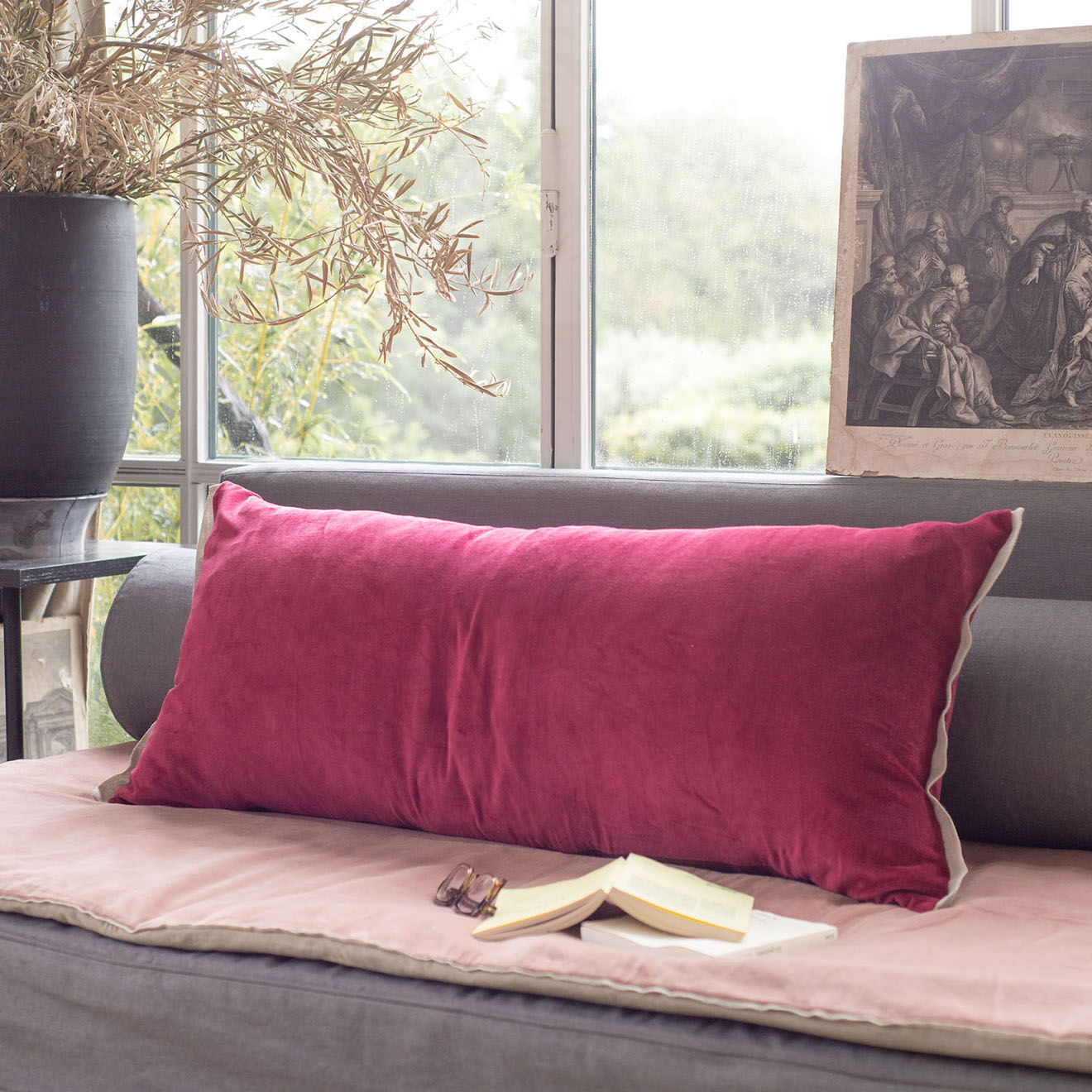En Fil d'Indienne Housse de coussin Medicis terre rouge - 35x50 cm