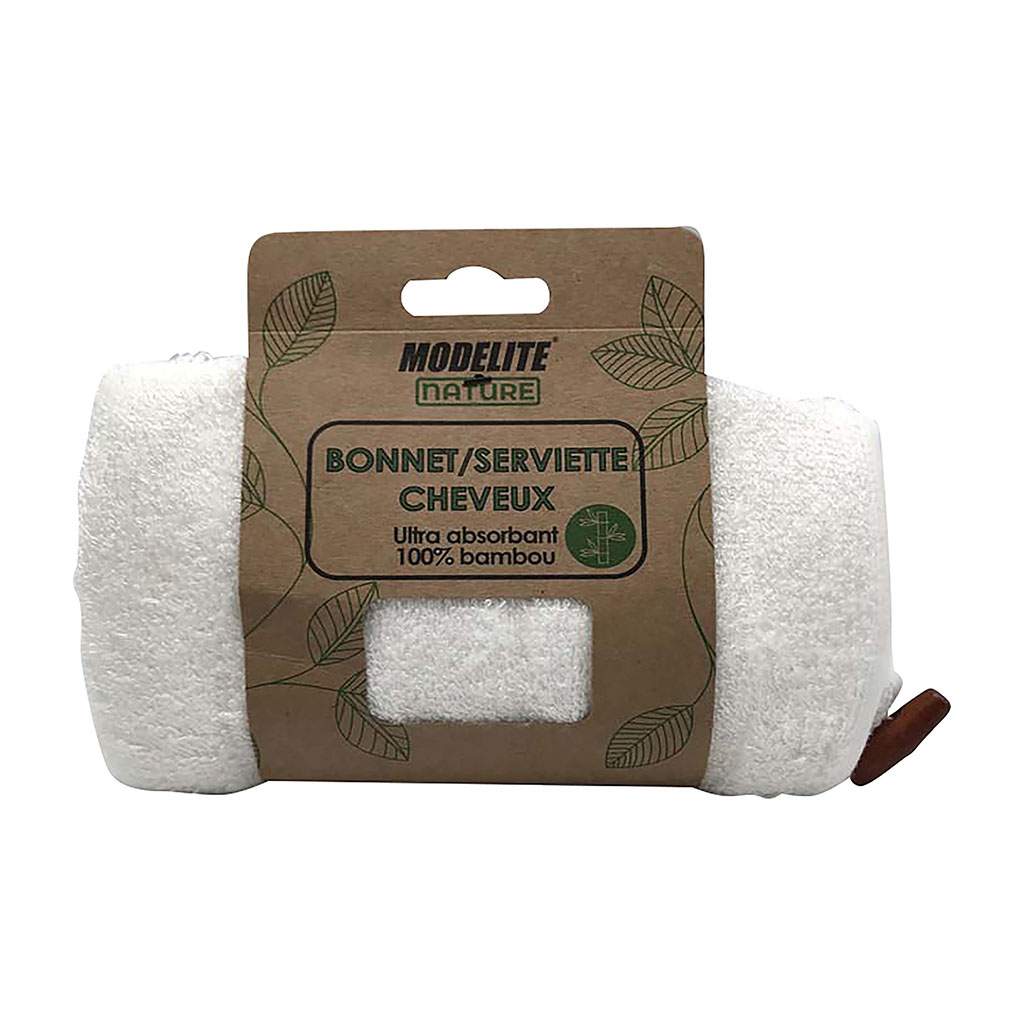 Bonnet serviette cheveux bambou 18x12.8x4.5cm