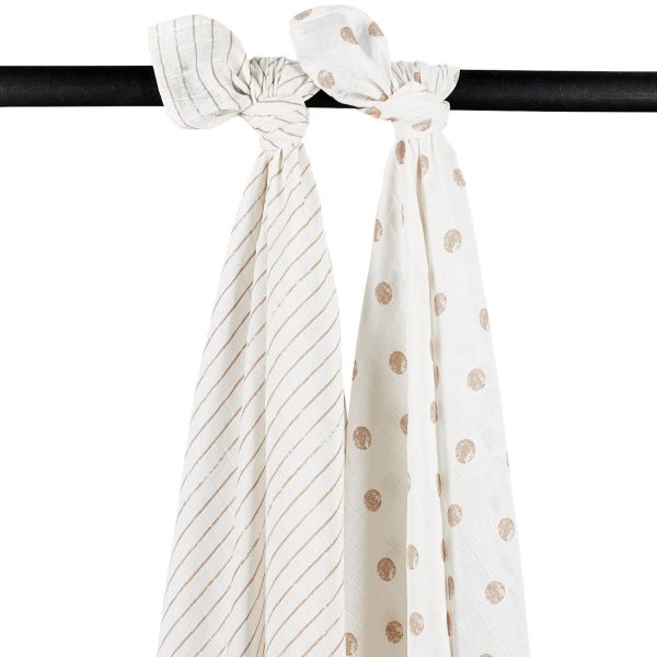 Meyco Swaddle Inbakerdoek - Dot Stripe - Soft Green - 2 Stuks