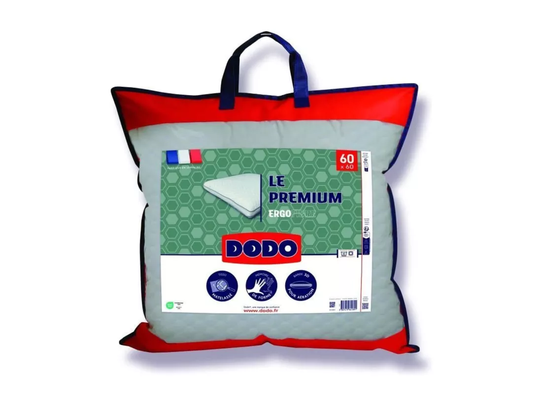 Oreiller Le Premium - 60 x 60 cm - Mémoire de forme - Taie déhoussable