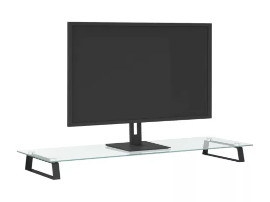 Support de moniteur noir 100x35x8 cm verre trempé et métal