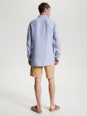 Camisa de linho listrada de corte slim
