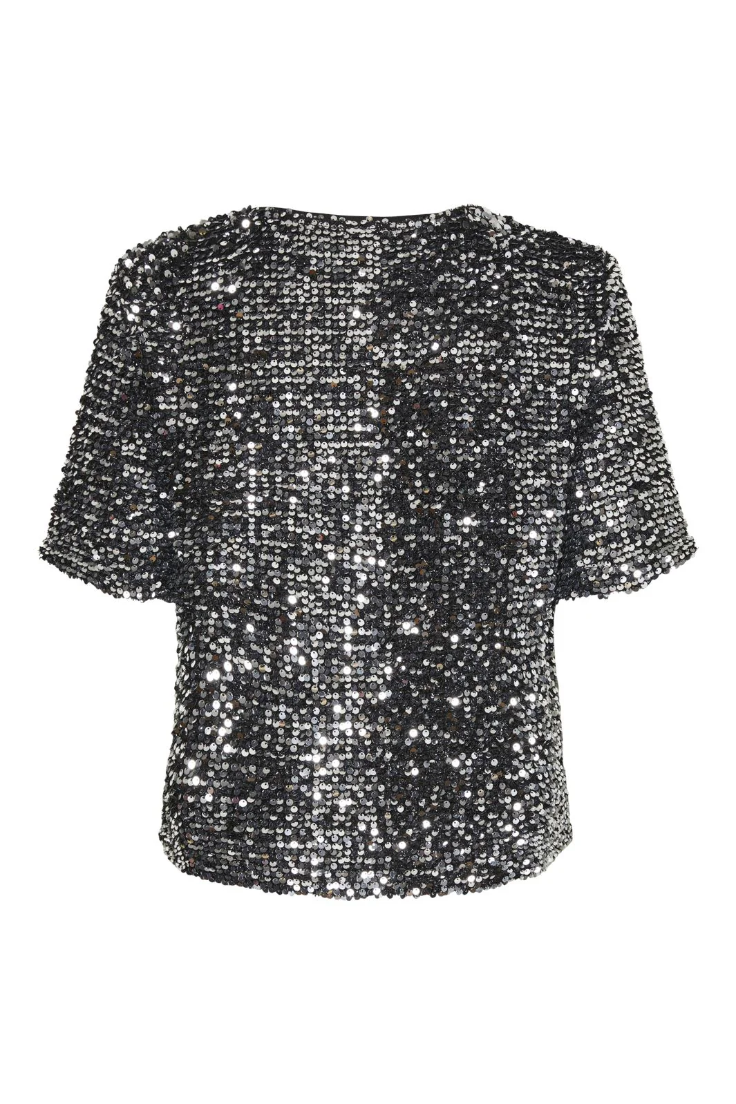 Pieces Pcserena Sequin Ss O-Neck Top Mm 4537227 black silver sequince
