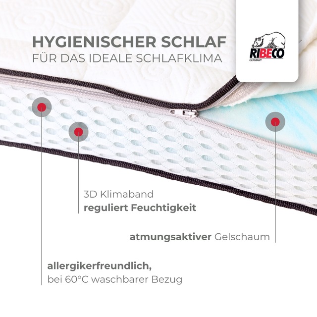 RIBECO Topper »Aaron, Topper 90x200 cm,180x200 cm« Matratze, Boxspringbett geeignet, ergonomisch, Made in EU