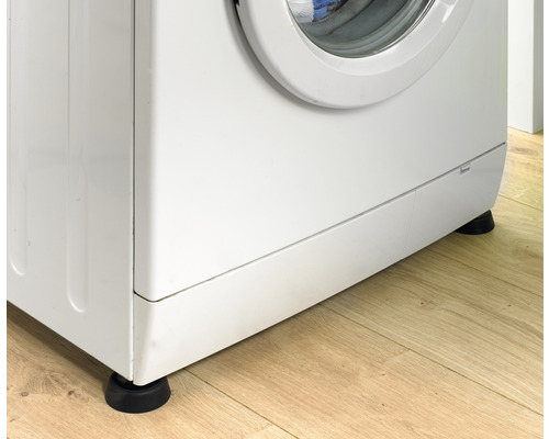 Rubberen demper wasmachine onderzetter, zwart, Ø 45 mm, 4 stuks