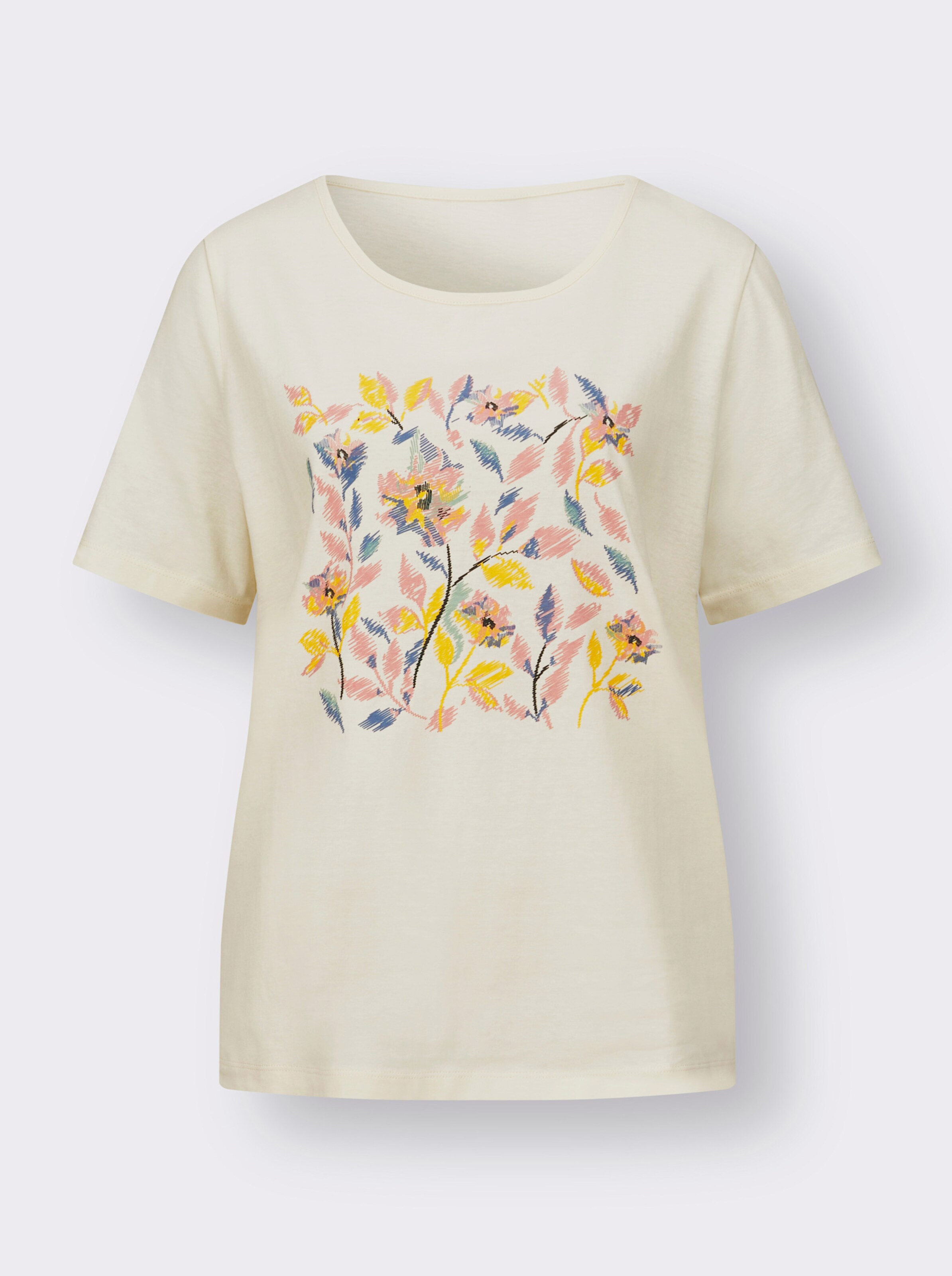 Kurzarmshirt mit platziertem Blüten-Druck