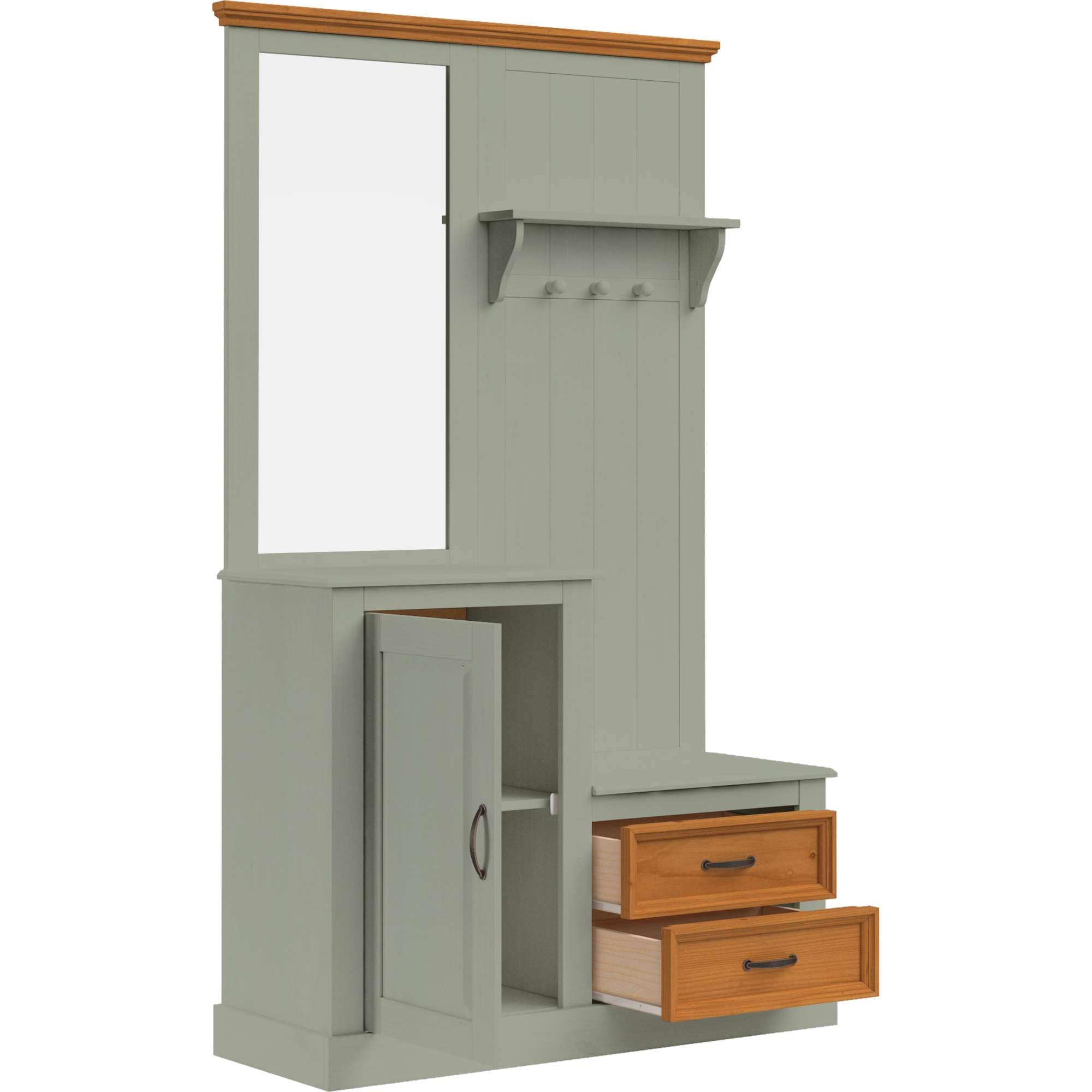Home affaire Kompaktgarderobe »Selma Garderobe inkl. Kommode, 2 Schubkästen, Spiegel« Kompaktgarderobe, mit Spiegel, Haken und Hutablage, Breite 110 cm
