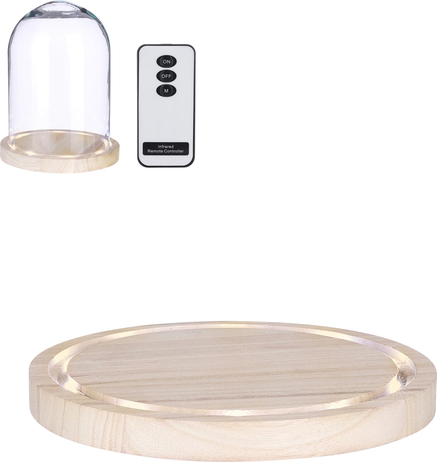 Mica Decorations onderzetter voor stolp D 22 H 2 cm met 10 lampjes warm wit