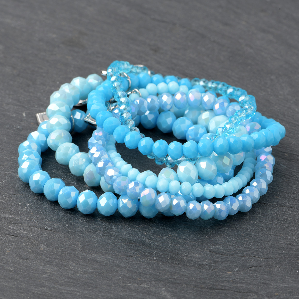 Gina Benotti 6 Damen Armbänder mit Herz-Anhänger hellblau