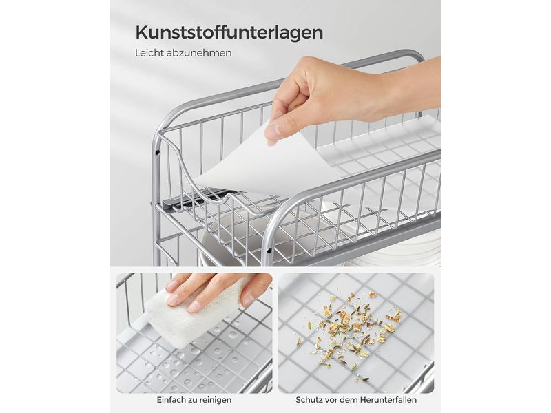 Songmics Küchenregal 2 Schubladen Silber Küchen-Organizer